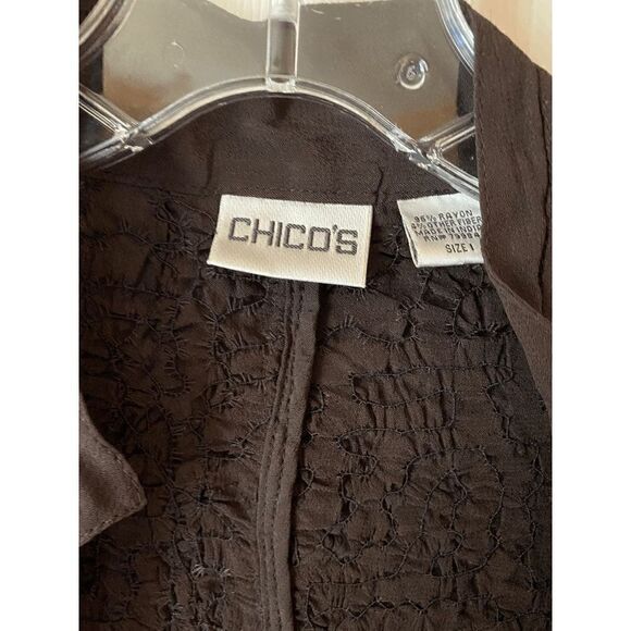 Chico's Womens Open Front Collared Fukuro Cardigan Sweater Brown Sz 1 - Picture 4 of 6